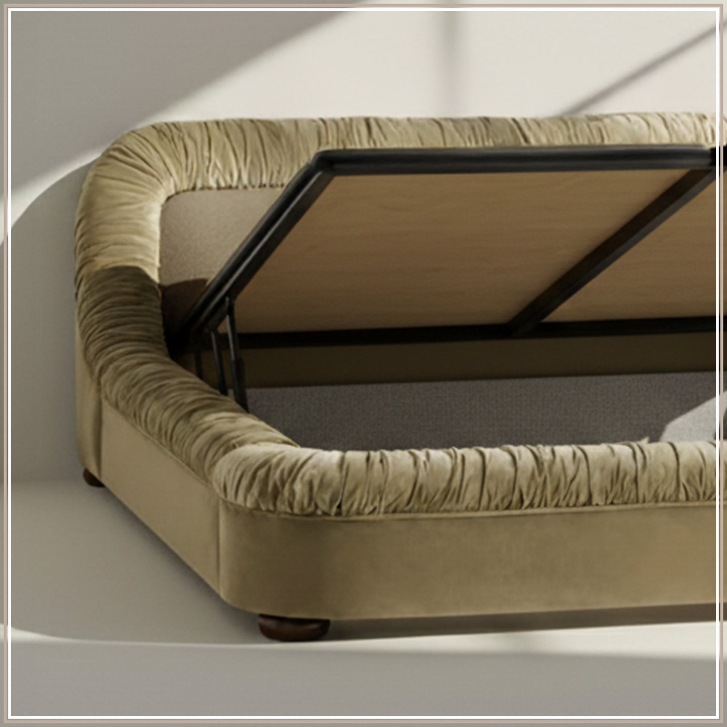 Casa Haven Relax King Size Bed in Light Green Velvet with Engineered Hardwood Frame & Hydraulic Storage