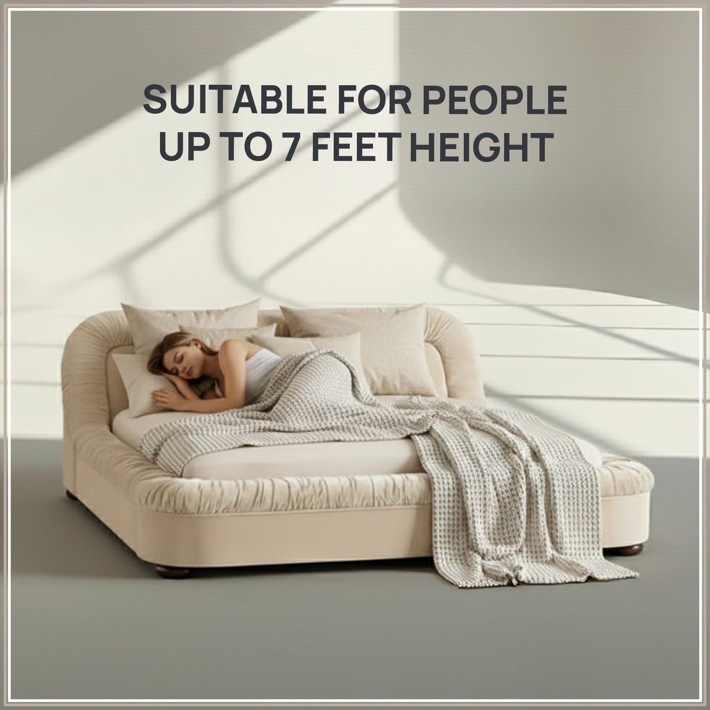 Casa Haven Relax Queen Size Bed in Off White Velvet with Engineered Hardwood Frame & Hydraulic Storage
