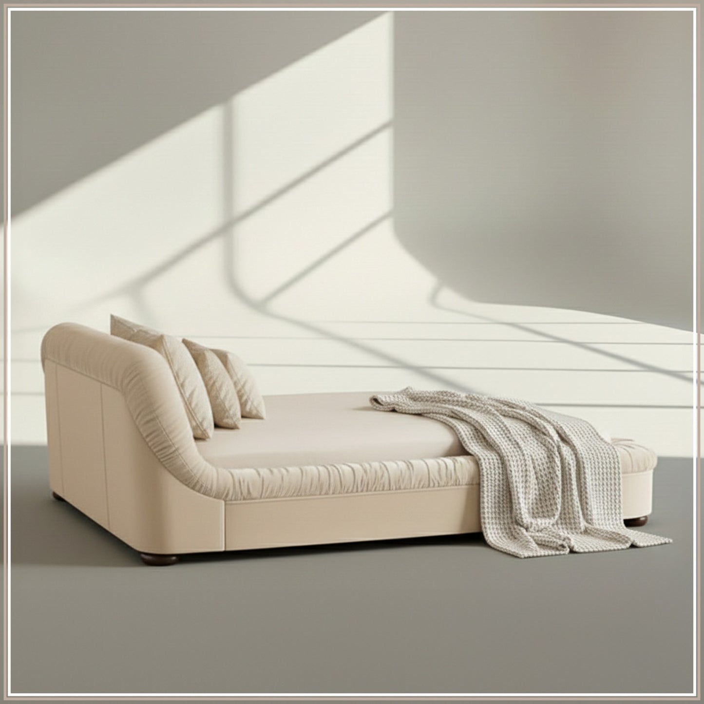 Casa Haven Relax Queen Size Bed in Off White Velvet with Engineered Hardwood Frame & Hydraulic Storage