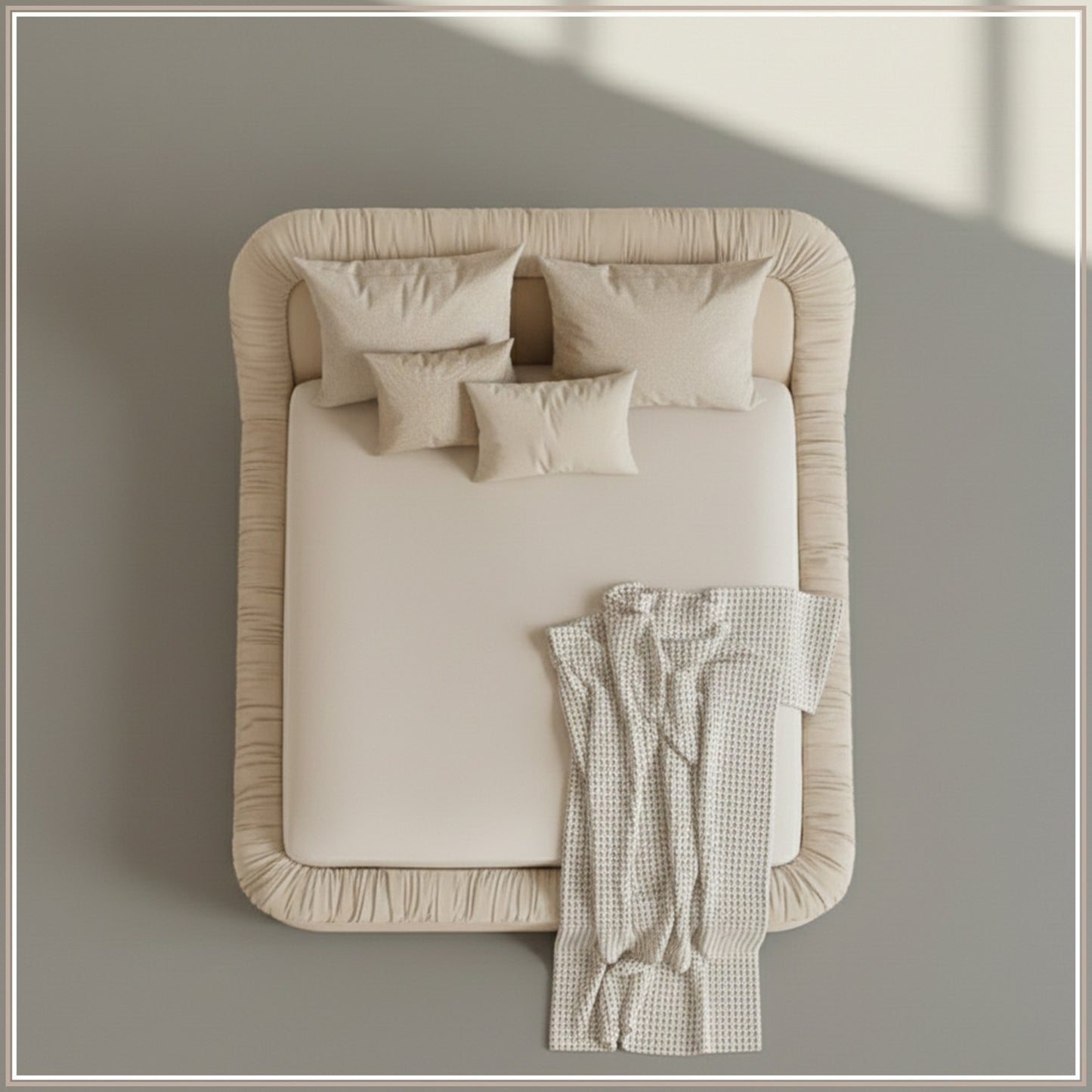 Casa Haven Relax Queen Size Bed in Off White Velvet with Engineered Hardwood Frame & Hydraulic Storage