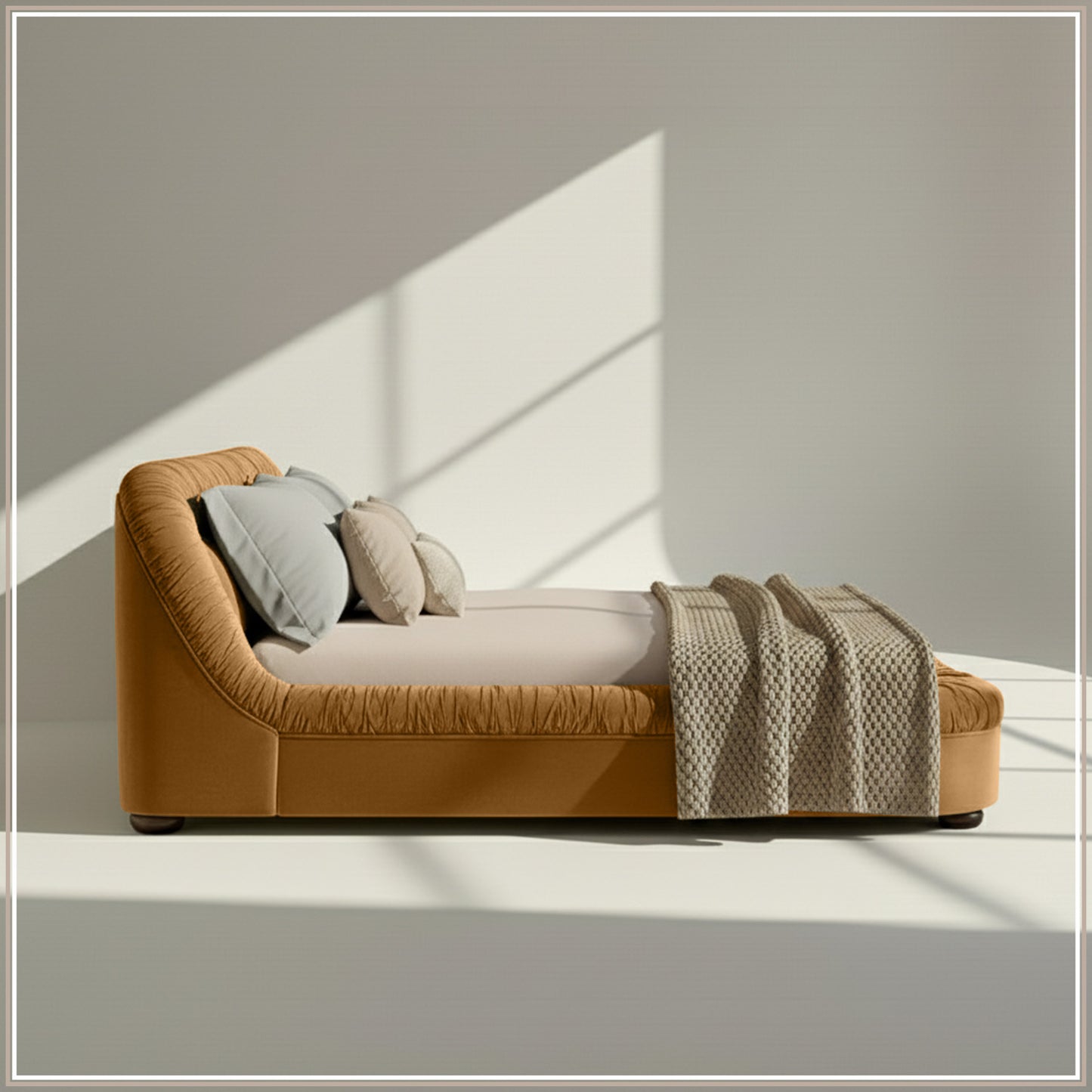 Casa Haven Relax King Size Bed in Mustard Velvet with Engineered Hardwood Frame & Hydraulic Storage