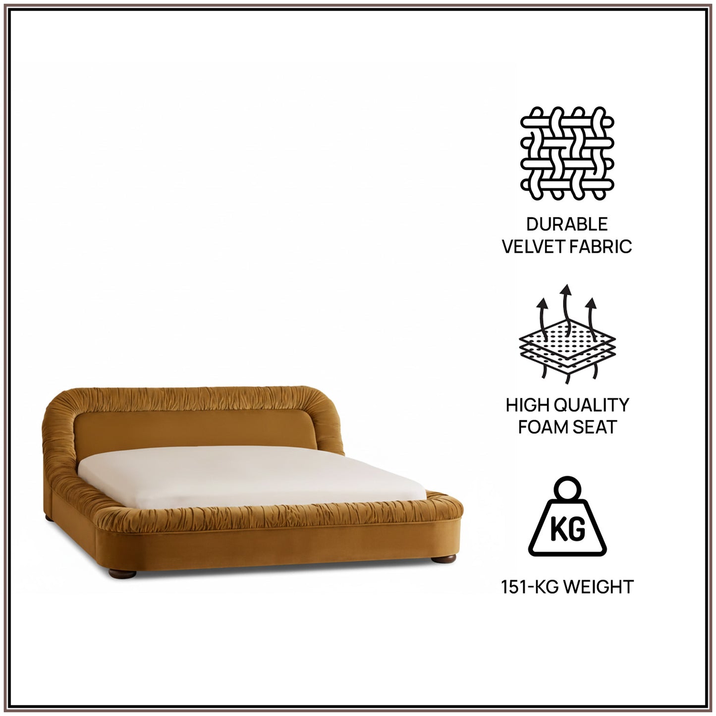 Casa Haven Relax King Size Bed in Mustard Velvet with Engineered Hardwood Frame & Hydraulic Storage