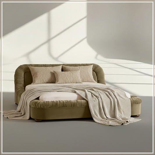 Casa Haven Relax Queen Size Bed in Dark Green Velvet with Engineered Hardwood Frame & Hydraulic Storage