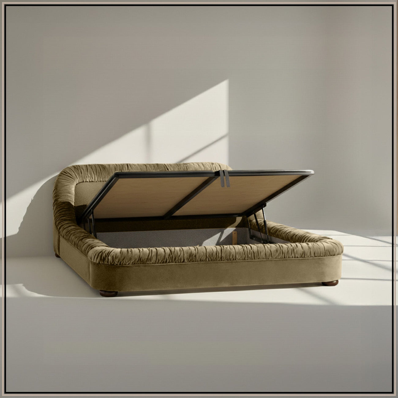 Casa Haven Relax King Size Bed in Dark Green Velvet with Engineered Hardwood Frame & Hydraulic Storage