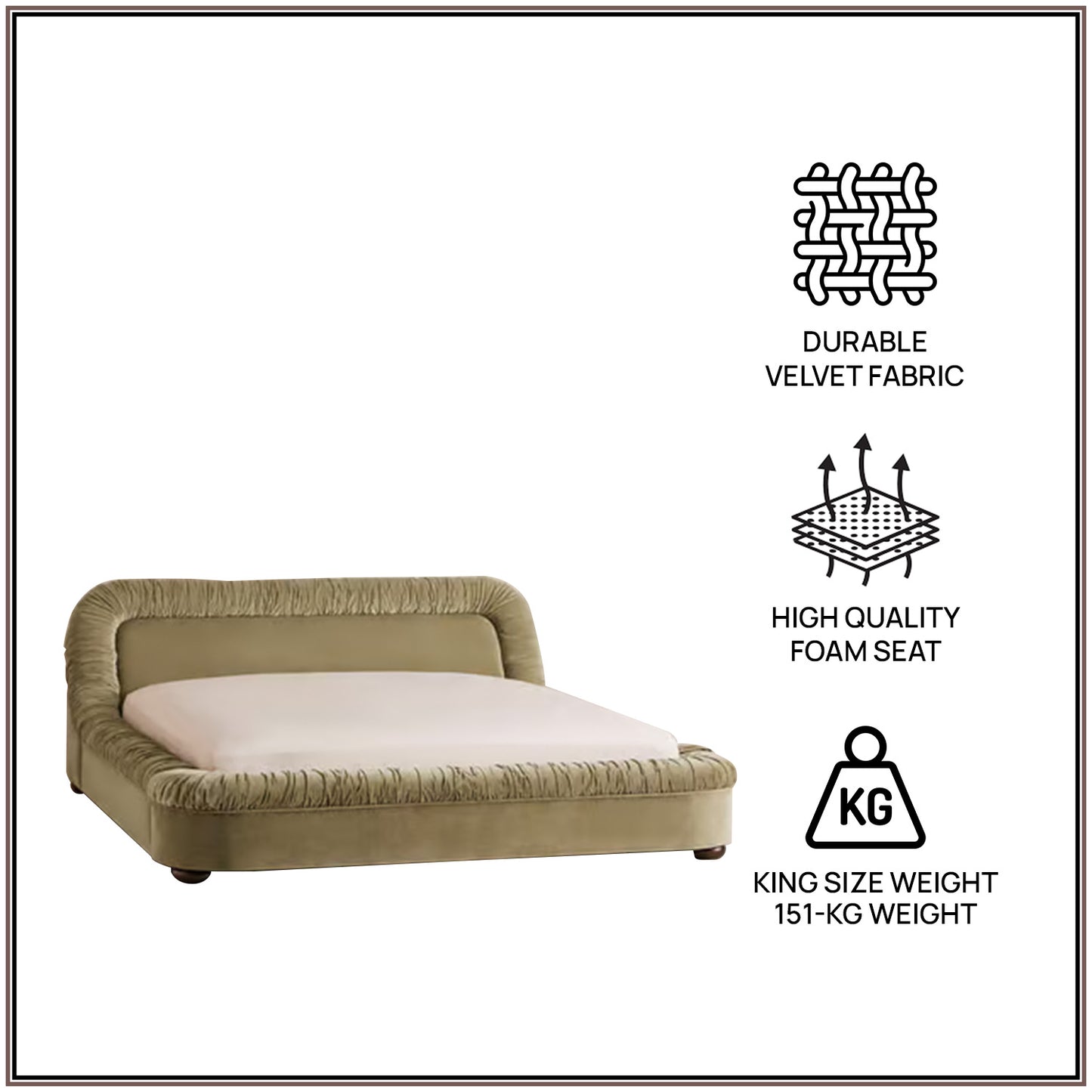 Casa Haven Relax King Size Bed in Dark Green Velvet with Engineered Hardwood Frame & Hydraulic Storage