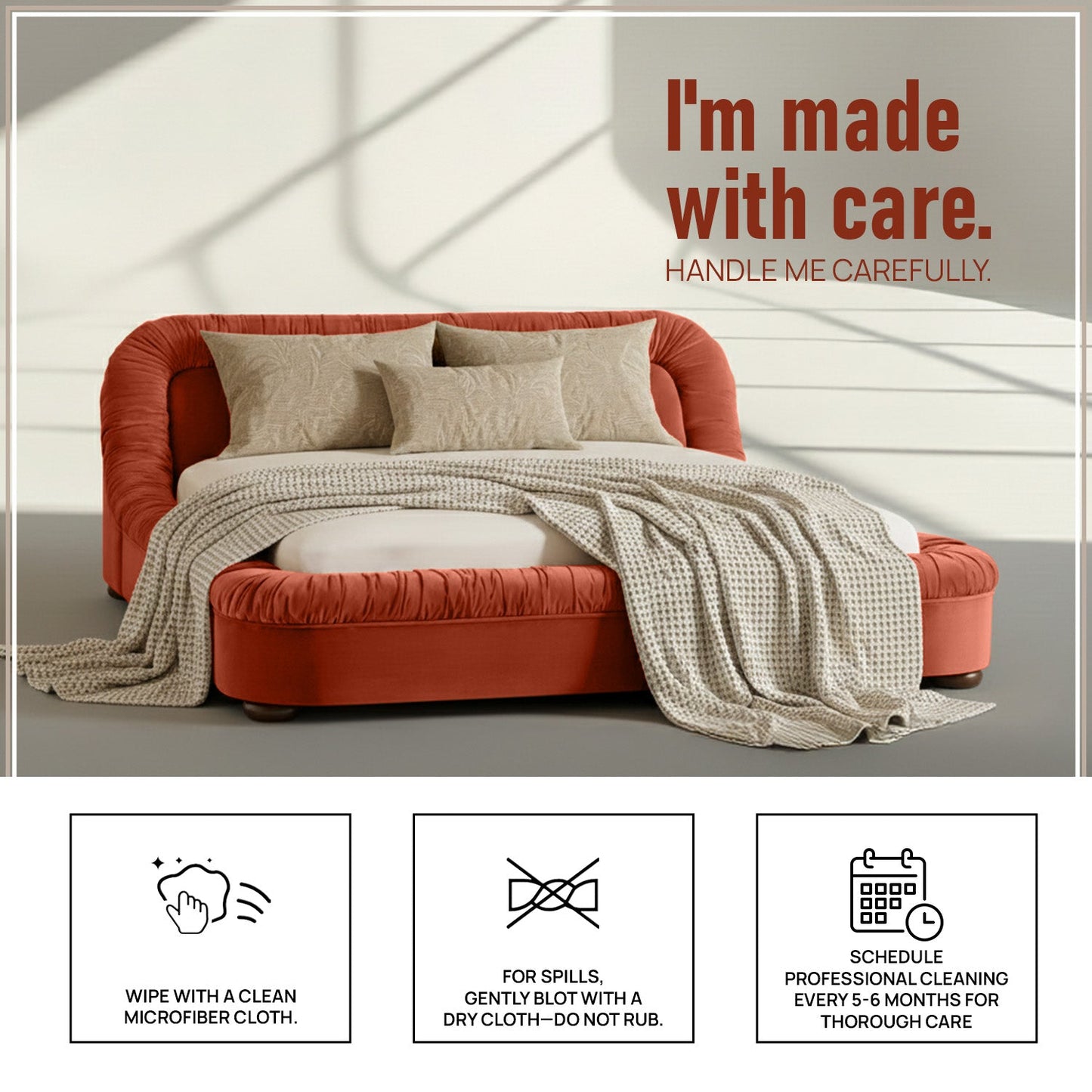 Casa Haven Relax King Size Bed in Rust Velvet with Engineered Hardwood Frame & Hydraulic Storage