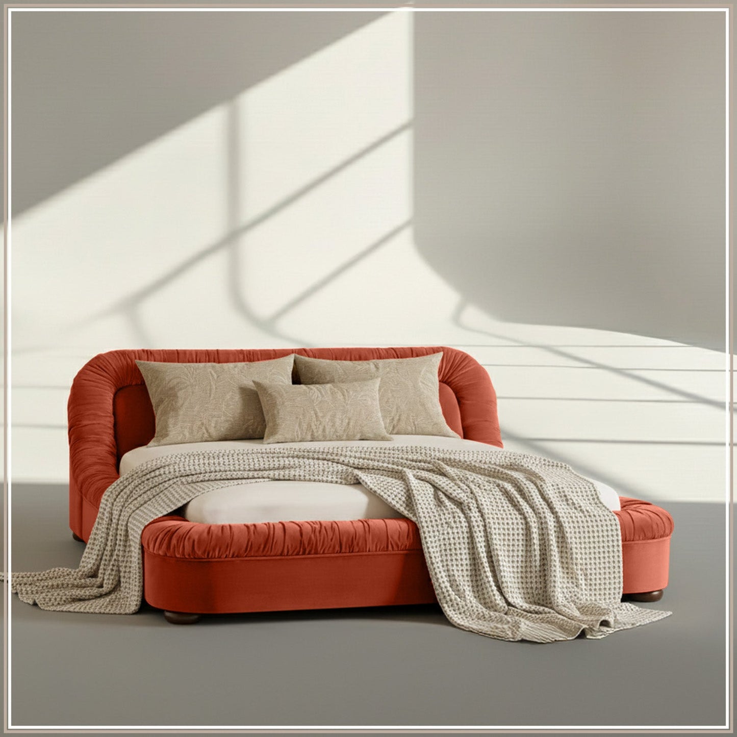 Casa Haven Relax King Size Bed in Rust Velvet with Engineered Hardwood Frame & Hydraulic Storage