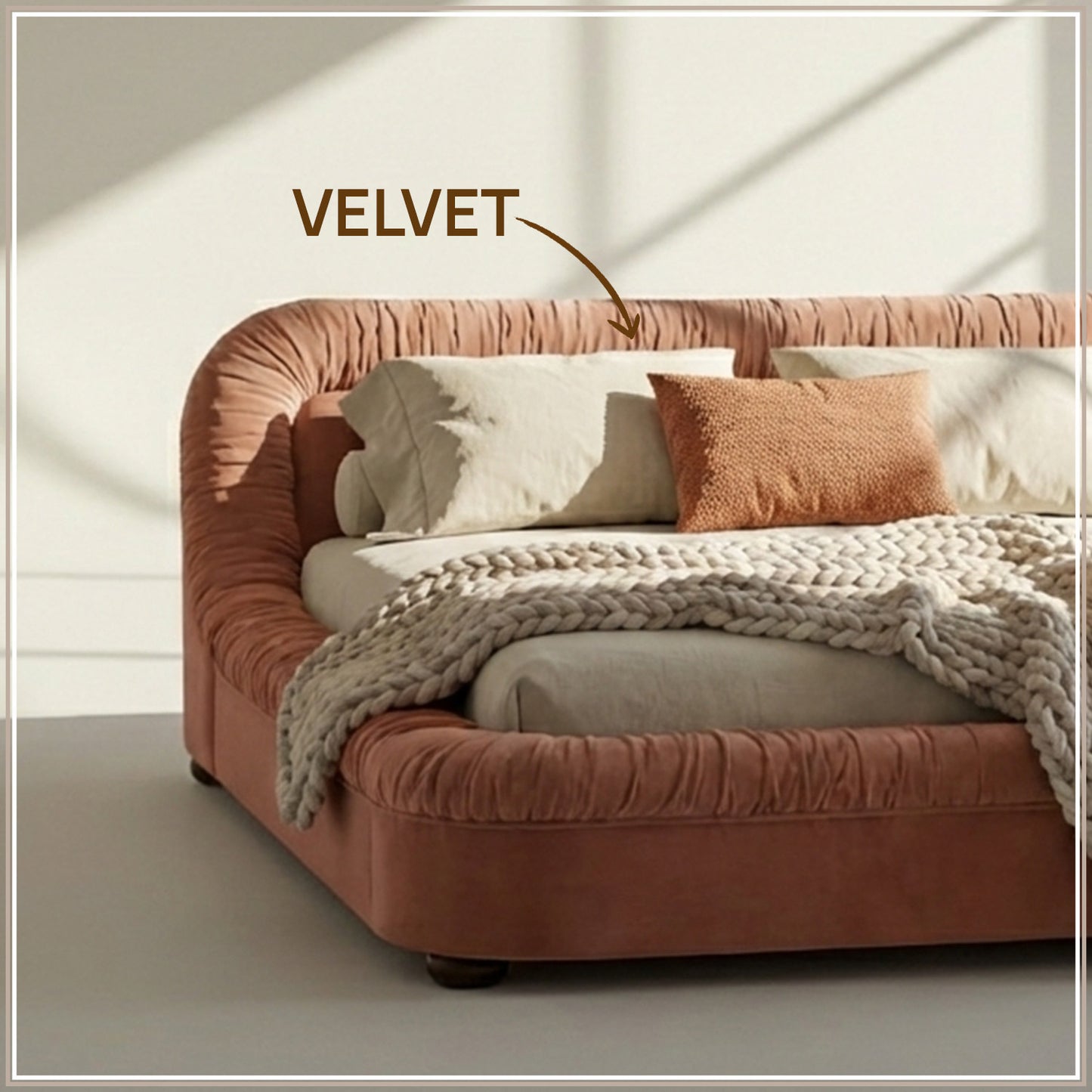 Casa Haven Relax King Size Bed in Antique Rose Velvet with Engineered Hardwood Frame & Hydraulic Storage