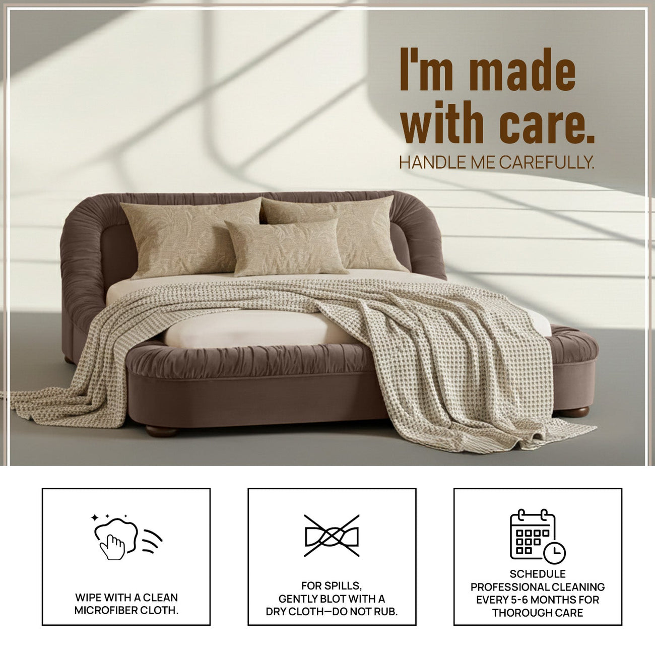Casa Haven Relax Queen Size Bed in Taupe Velvet with Engineered Hardwood Frame & Hydraulic Storage