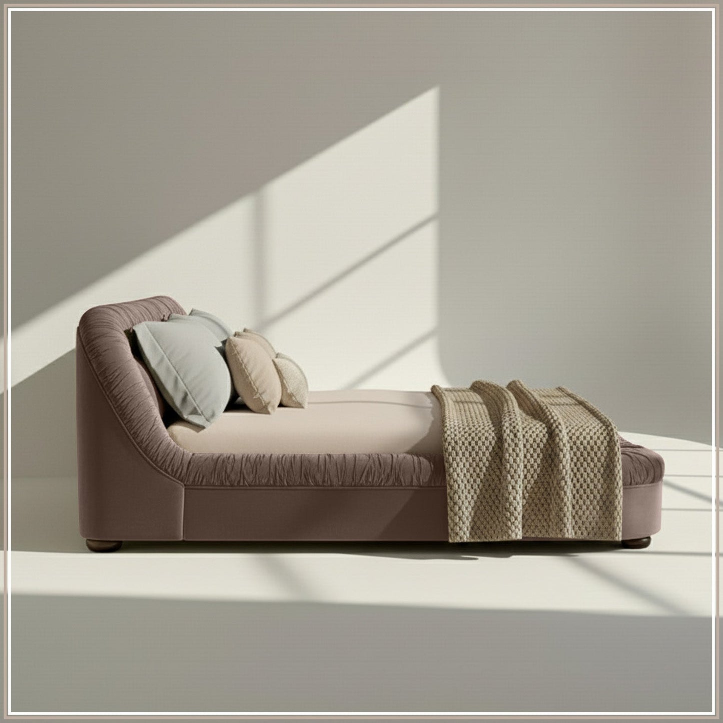 Casa Haven Relax King Size Bed in Taupe Velvet with Engineered Hardwood Frame & Hydraulic Storage