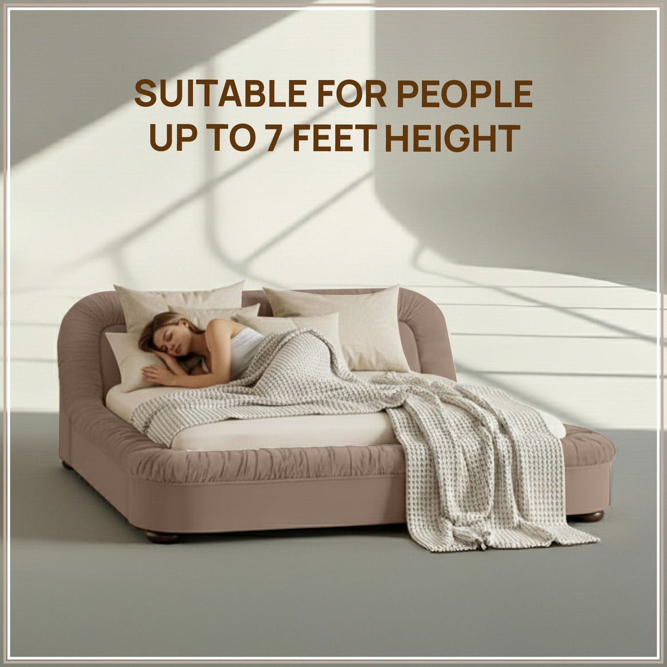 Casa Haven Relax King Size Bed in Taupe Velvet with Engineered Hardwood Frame & Hydraulic Storage