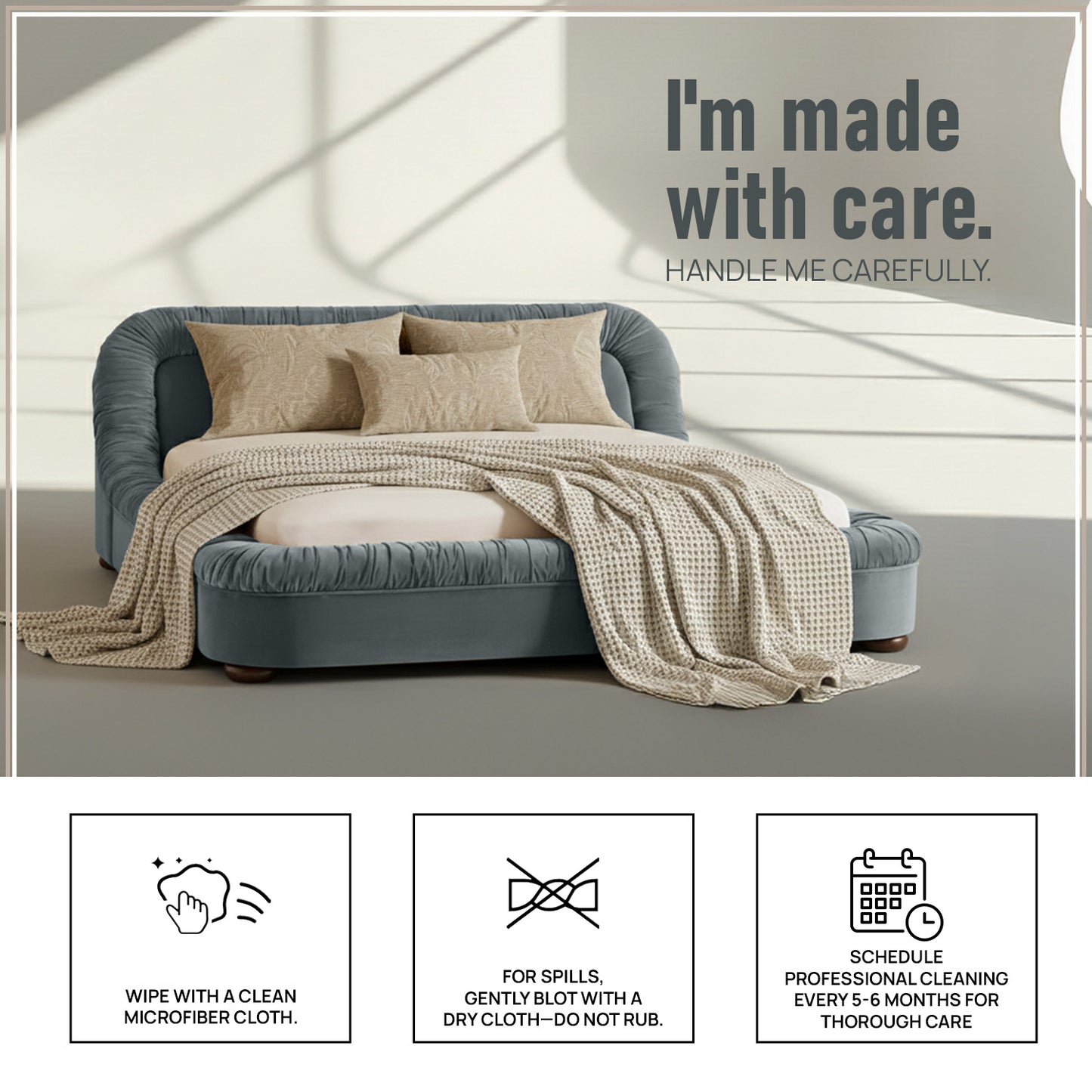 Casa Haven Relax King Size Bed in Grey Blue Velvet with Engineered Hardwood Frame & Hydraulic Storage
