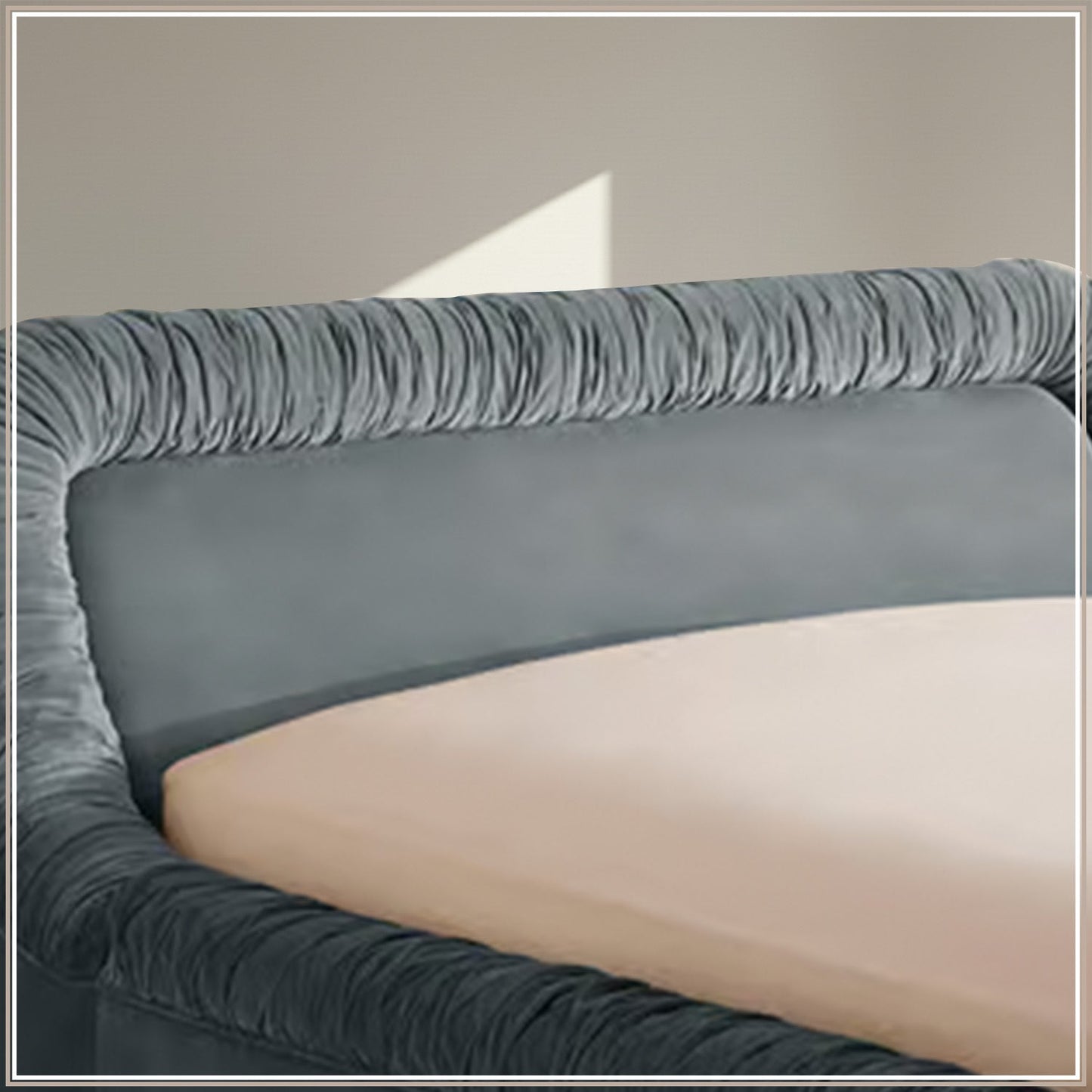 Casa Haven Relax King Size Bed in Grey Blue Velvet with Engineered Hardwood Frame & Hydraulic Storage