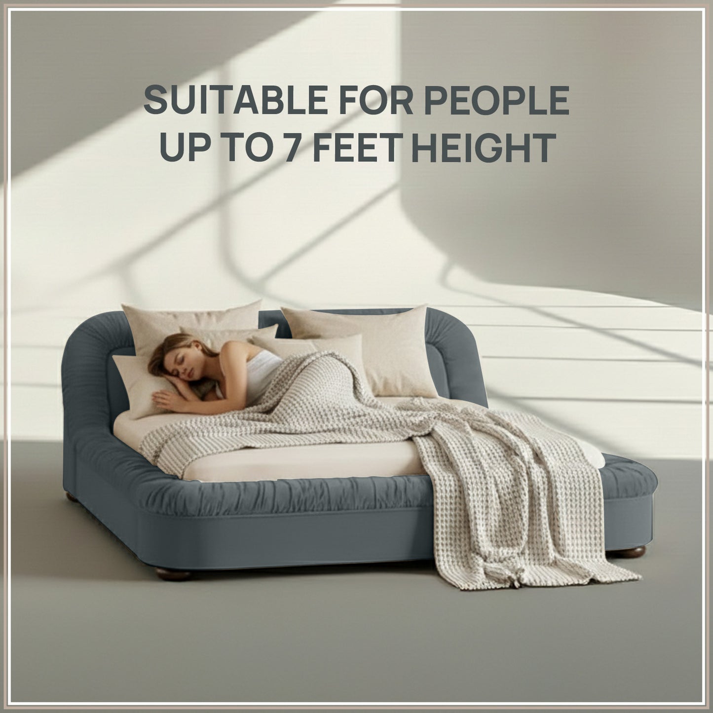 Casa Haven Relax King Size Bed in Grey Blue Velvet with Engineered Hardwood Frame & Hydraulic Storage