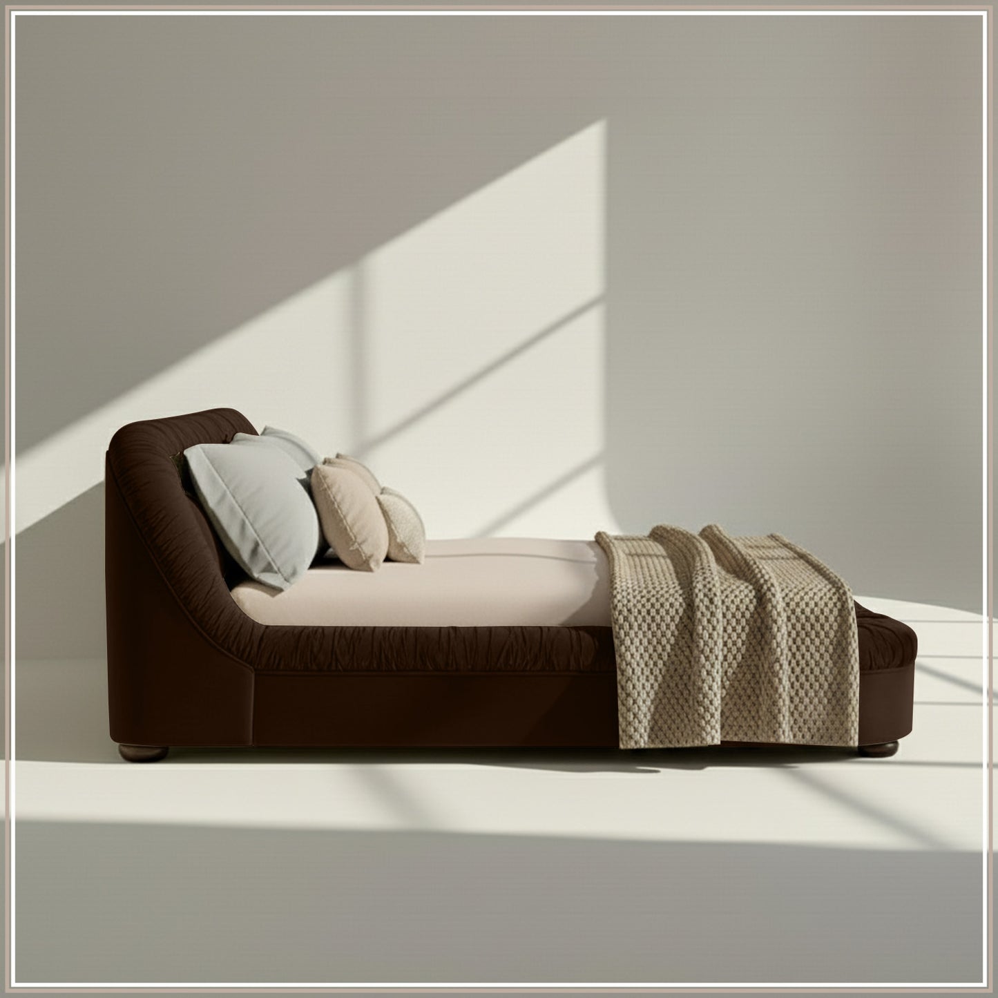Casa Haven Relax King Size Bed in Chocolate Velvet with Engineered Hardwood Frame & Hydraulic Storage