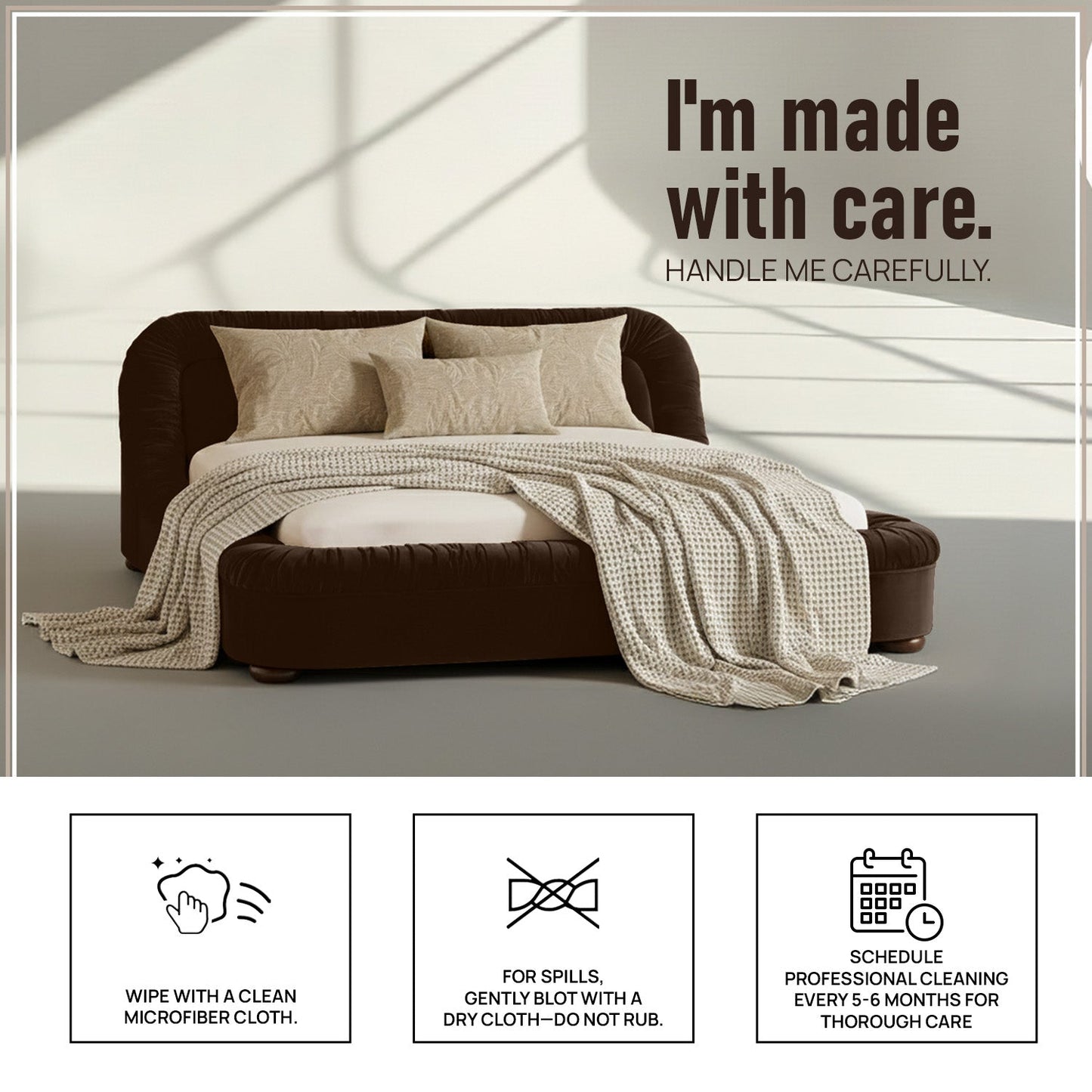 Casa Haven Relax Queen Size Bed in Chocolate Velvet with Engineered Hardwood Frame & Hydraulic Storage