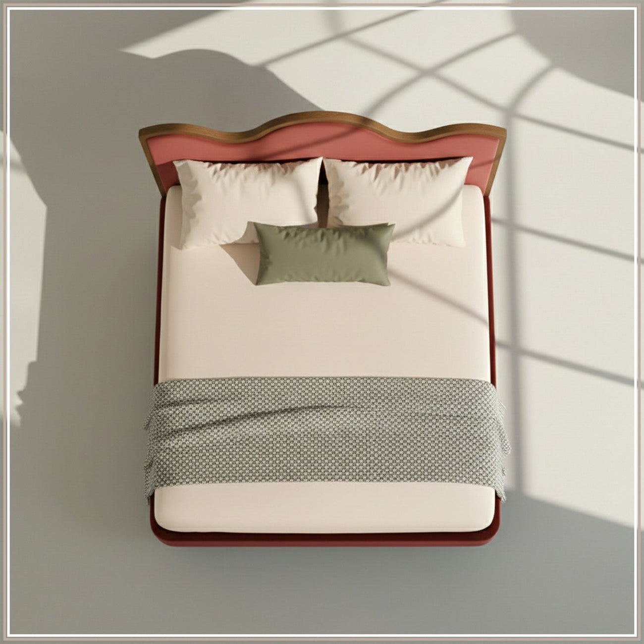 Solara Wave Luxe King Size Bed in Rust Velvet with Oak wood Frame & Hydraulic Storage