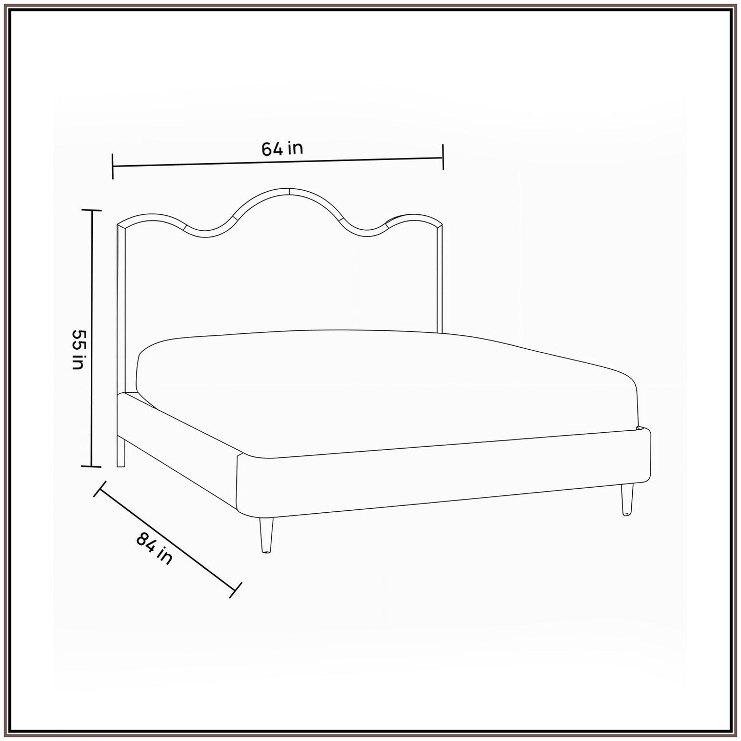 Solara Wave Luxe Queen Size Bed in Taupe Velvet with Oak wood Frame & Hydraulic Storage