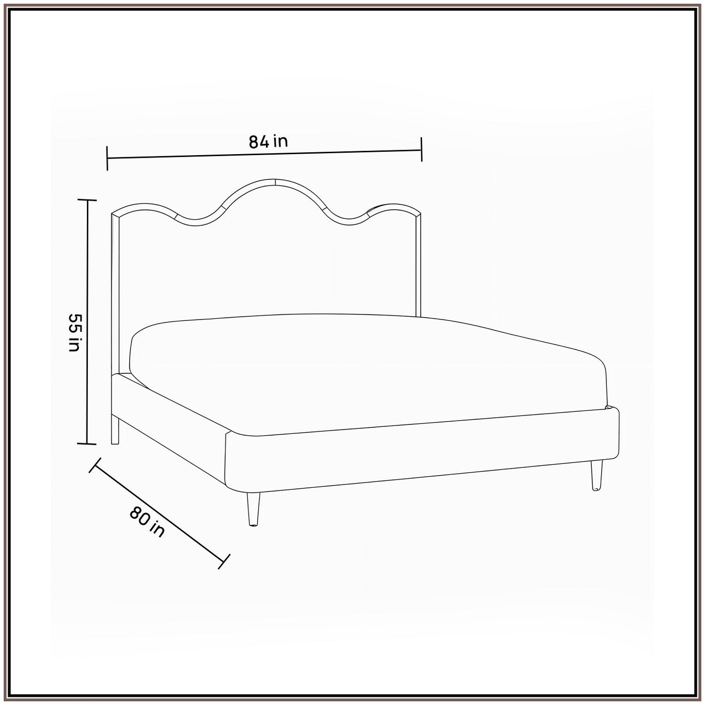 Solara Wave Luxe King Size Bed in Royal Blue Velvet with Oak wood Frame & Hydraulic Storage