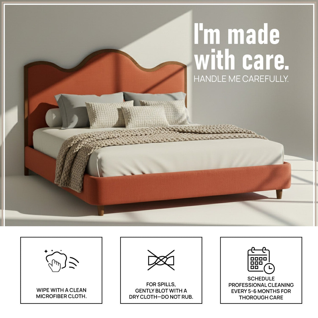 Solara Wave Luxe King Size Bed in Antique Rose Velvet with Oak wood Frame & Hydraulic Storage