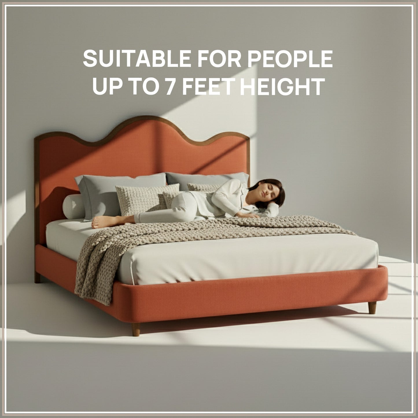 Solara Wave Luxe Queen Size Bed in Antique Rose Velvet with Oak wood Frame & Hydraulic Storage