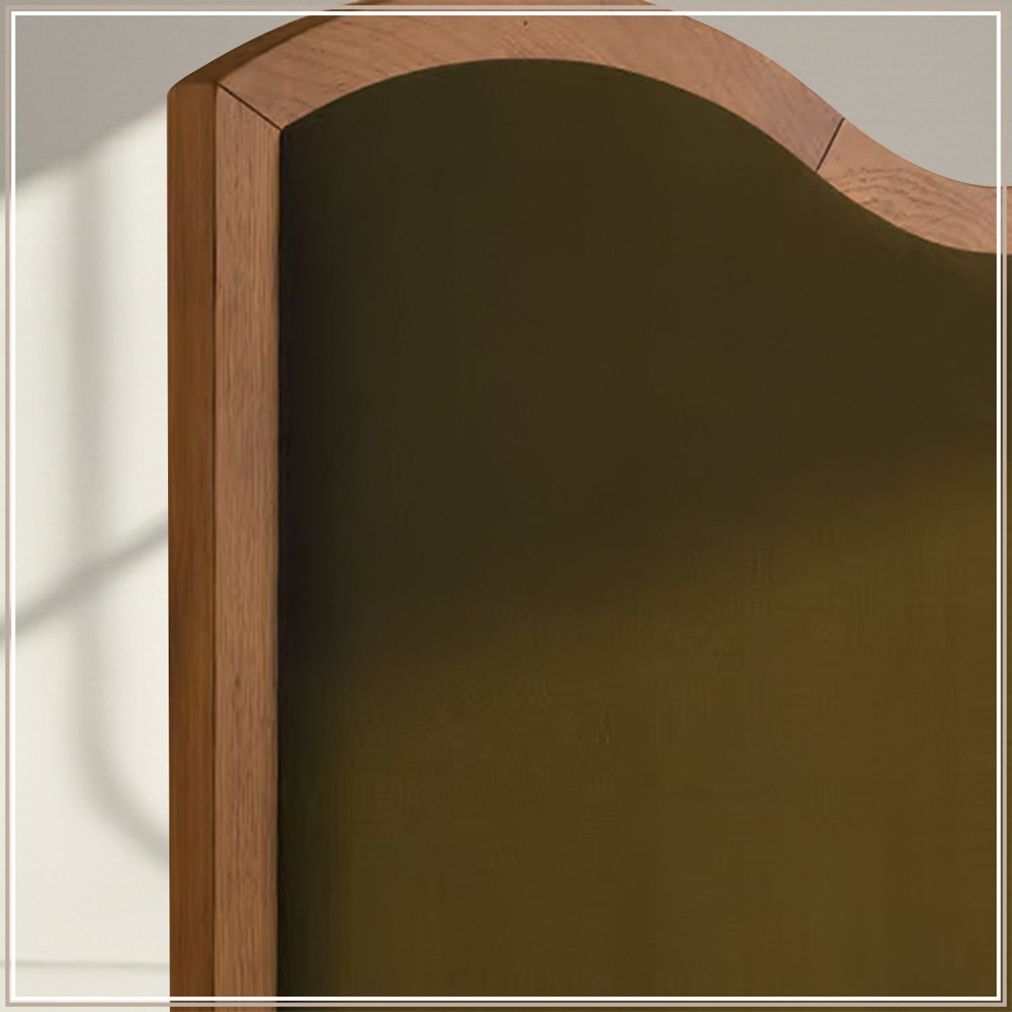 Solara Wave Luxe King Size Bed in Olive Velvet with Oak wood Frame & Hydraulic Storage
