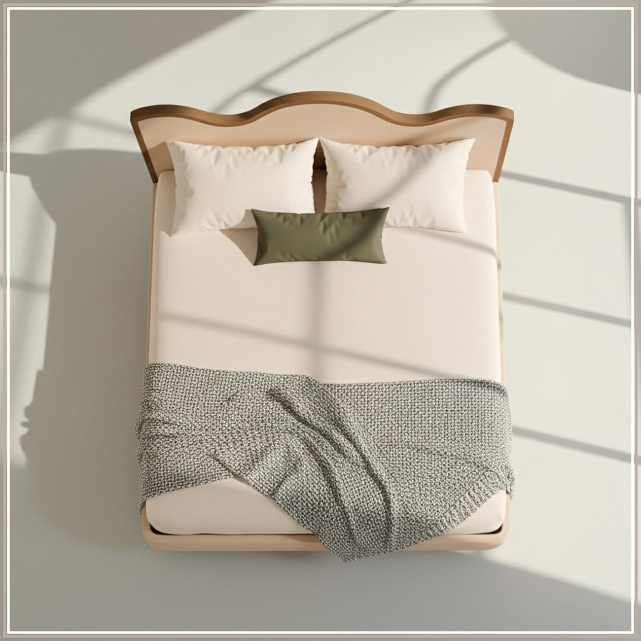 Solara Wave Luxe King Size Bed in Off White Velvet with Oak wood Frame & Hydraulic Storage