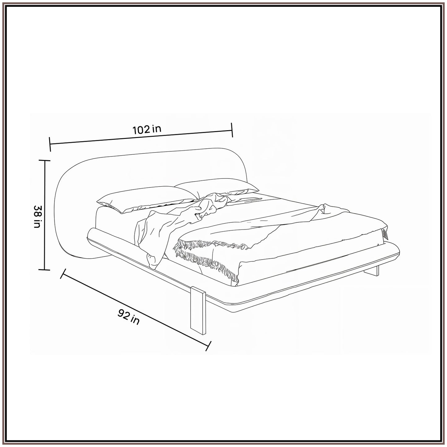 Aeris Cloudline King Size Bed in Ivory Boucle with Oak wood Frame