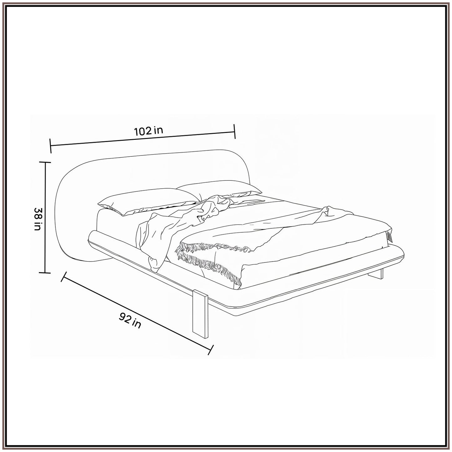 Aeris Cloudline King Size Bed in Ivory Boucle with Oak wood Frame