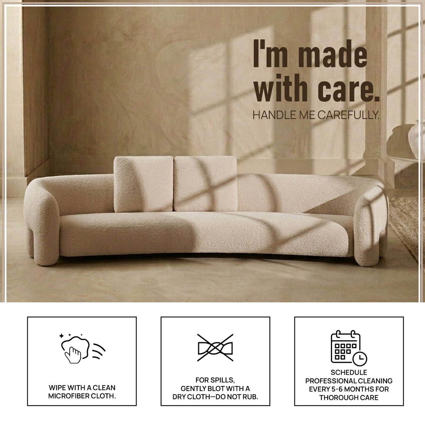 UrbanOpulence Five-Seater Sofa Creme