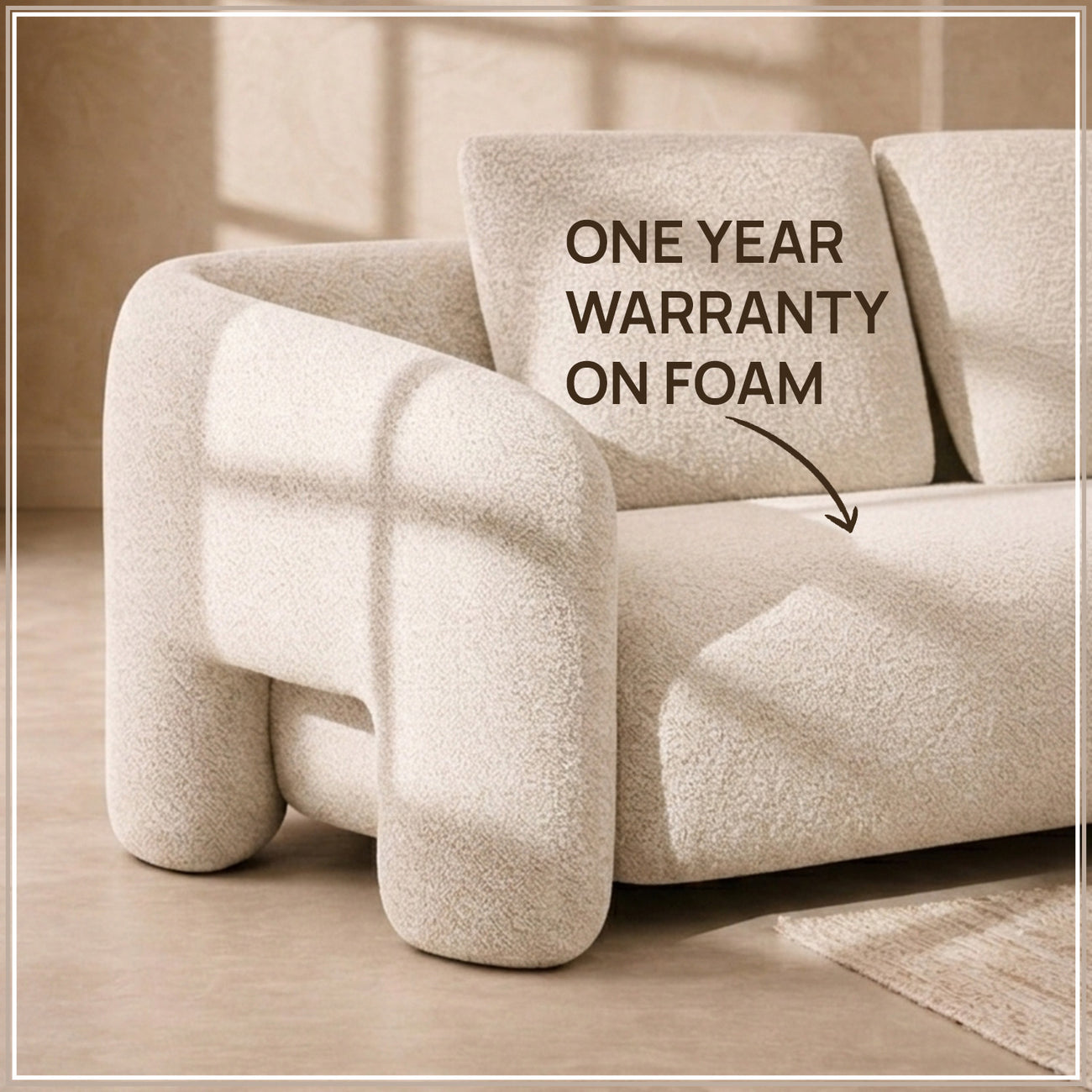 UrbanOpulence Five-Seater Sofa Creme
