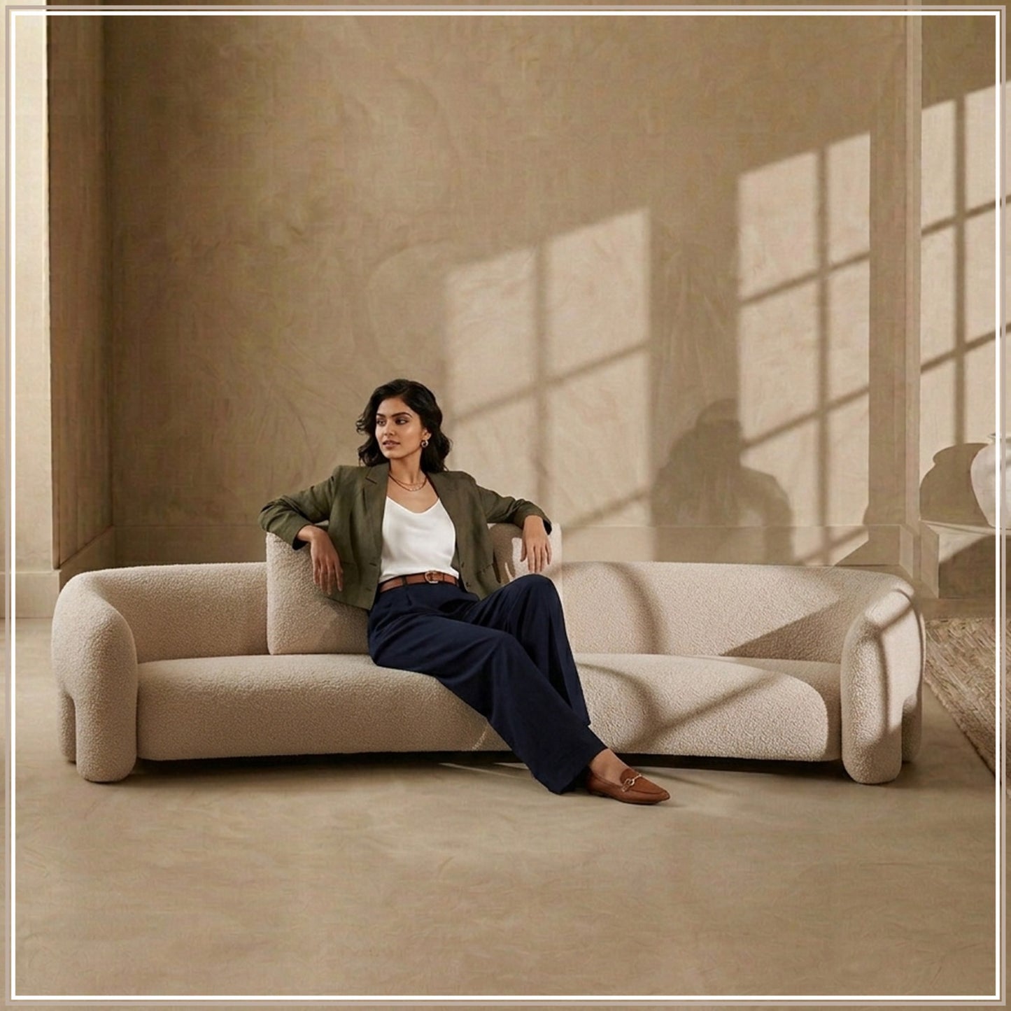 UrbanOpulence Five-Seater Sofa Creme