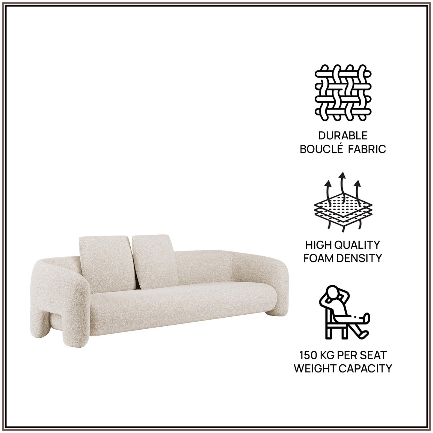 UrbanOpulence Five-Seater Sofa Creme