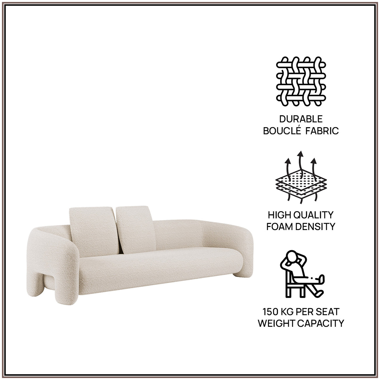 UrbanOpulence Five-Seater Sofa Creme