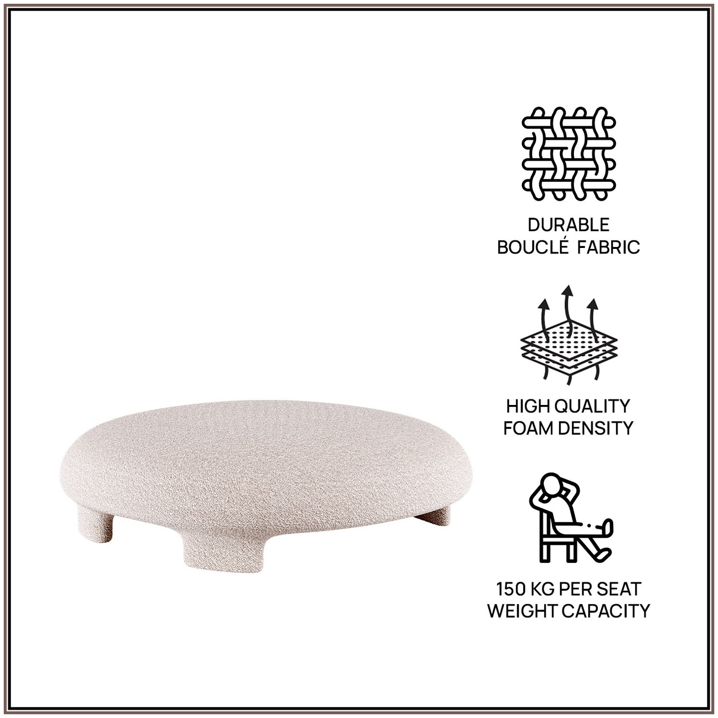 UrbanOpulence Bench Ottoman: Living Room Creme