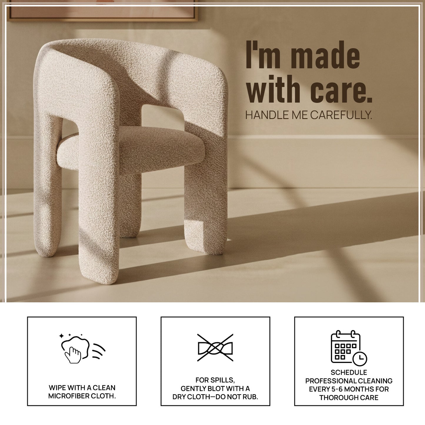 UrbanOpulence Boucle Dining Chair Creme