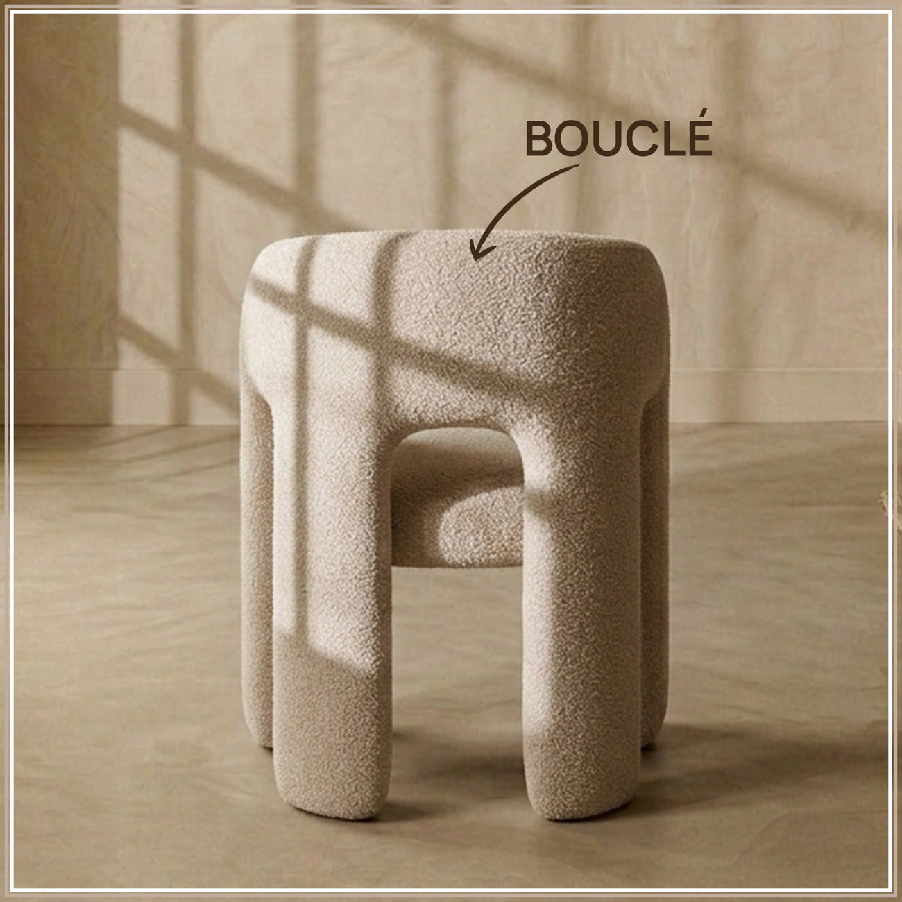 UrbanOpulence Boucle Dining Chair Creme