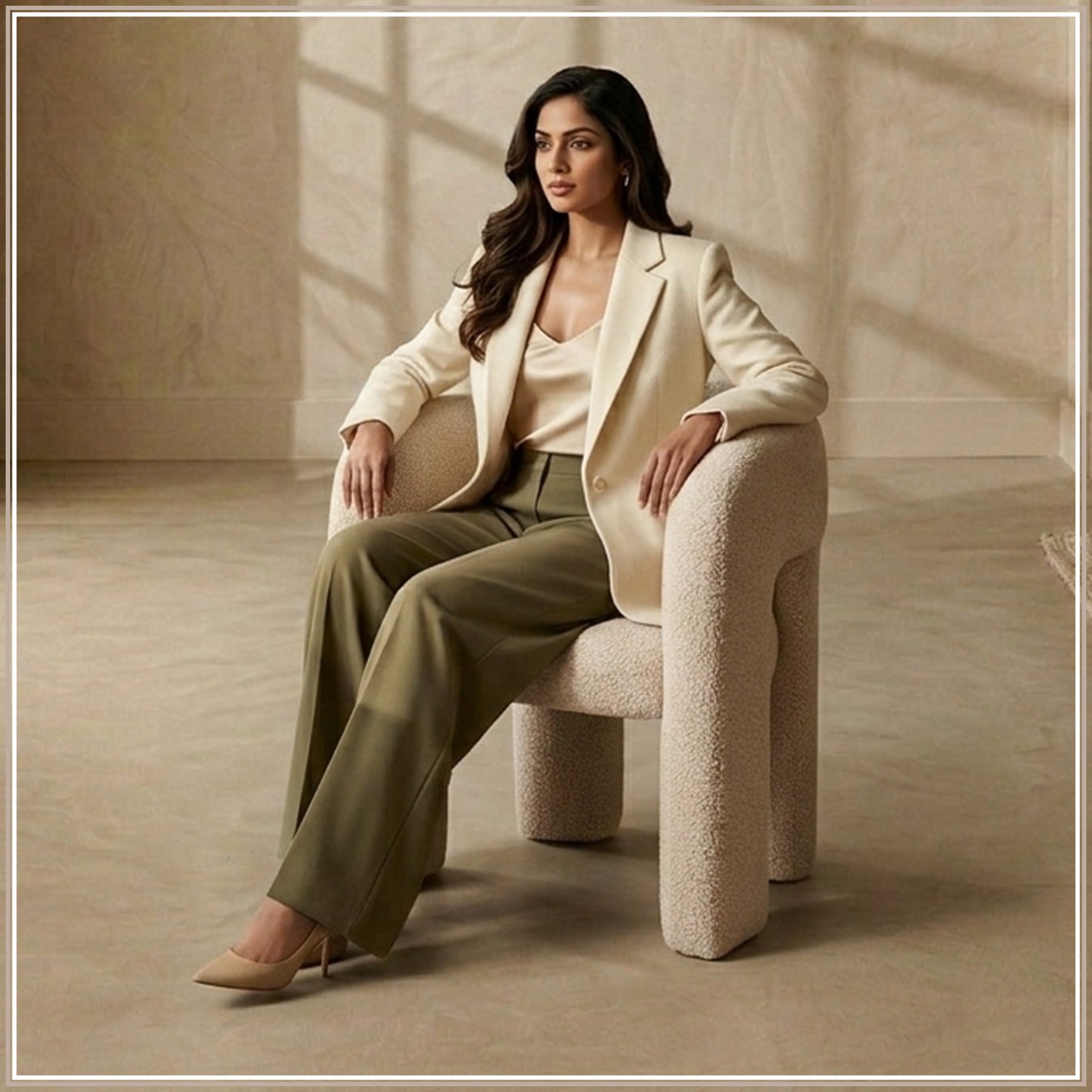 UrbanOpulence Boucle Dining Chair Creme