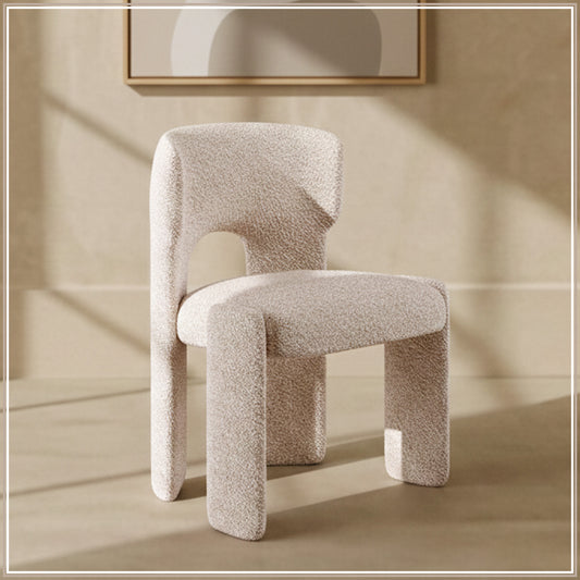 UrbanOpulence Premium Boucle Dining Chair Creme