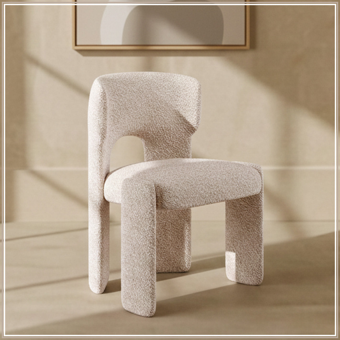 UrbanOpulence Premium Boucle Dining Chair Creme