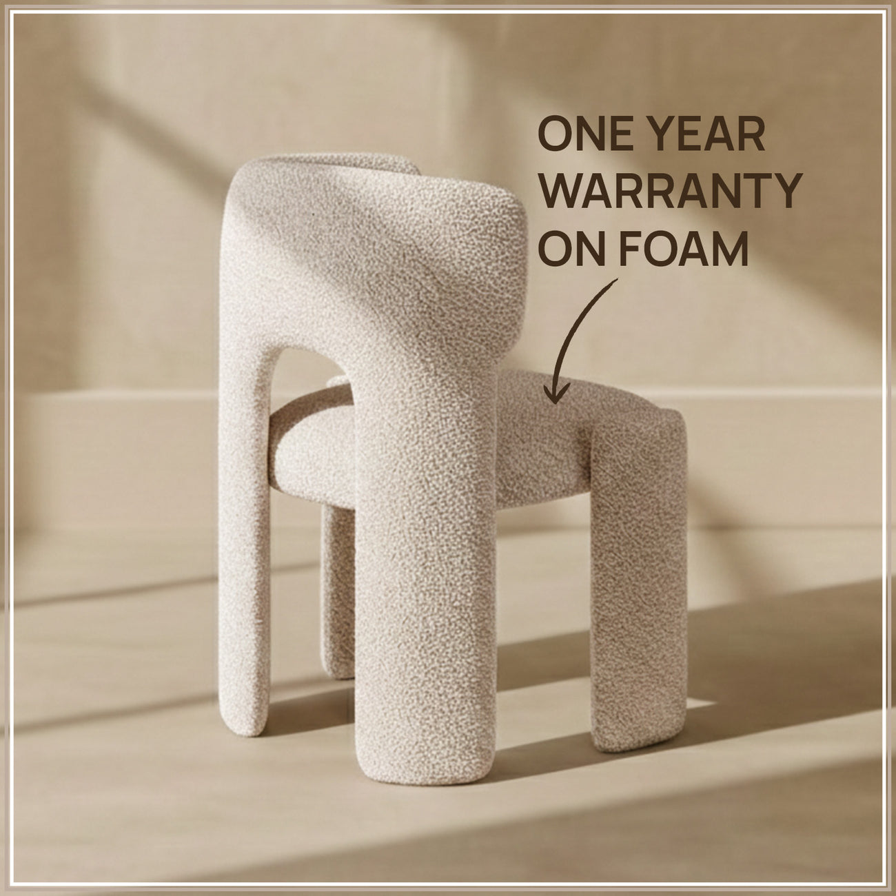 UrbanOpulence Premium Boucle Dining Chair Creme