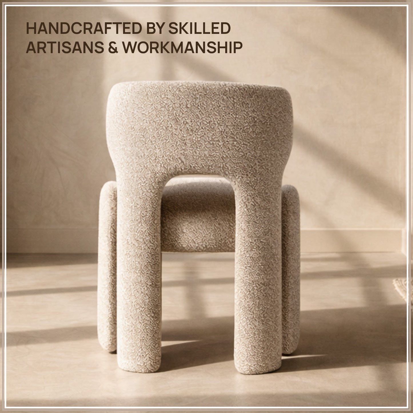 UrbanOpulence Premium Boucle Dining Chair Creme
