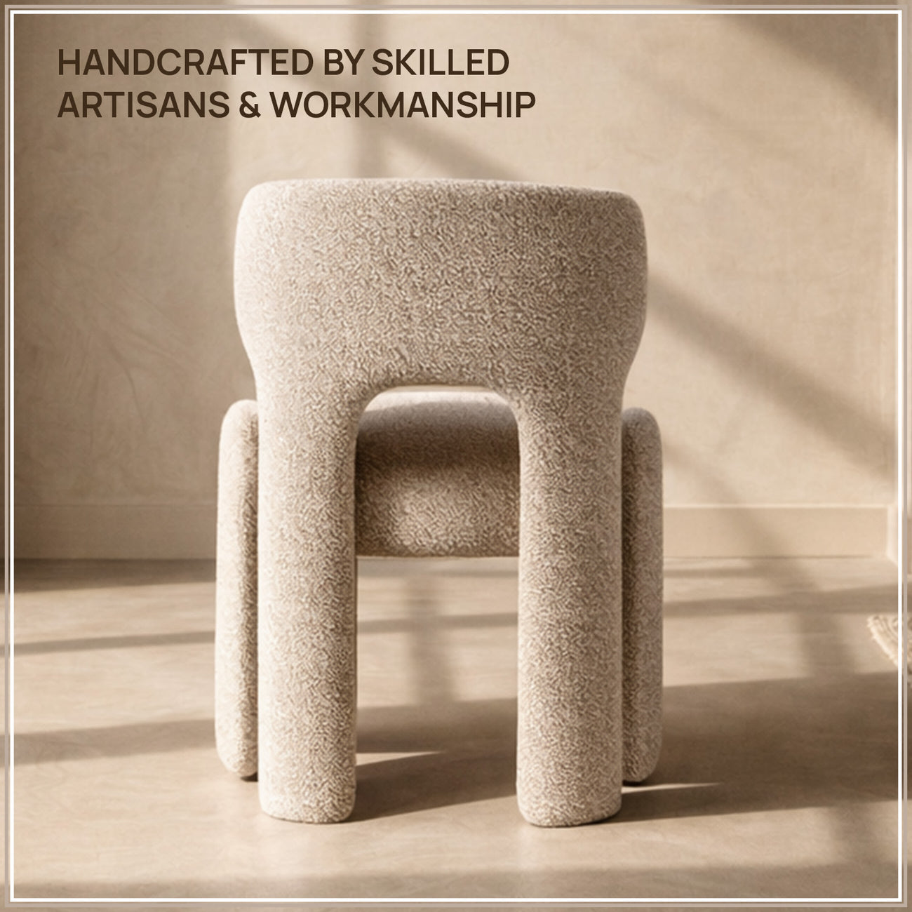UrbanOpulence Premium Boucle Dining Chair Creme