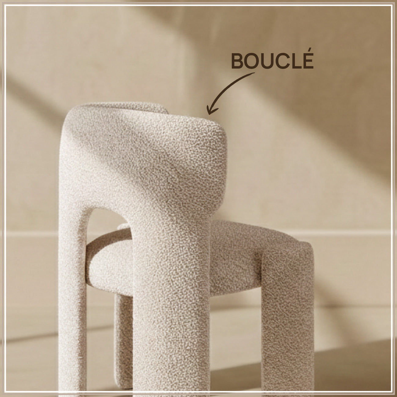 UrbanOpulence Premium Boucle Dining Chair Creme