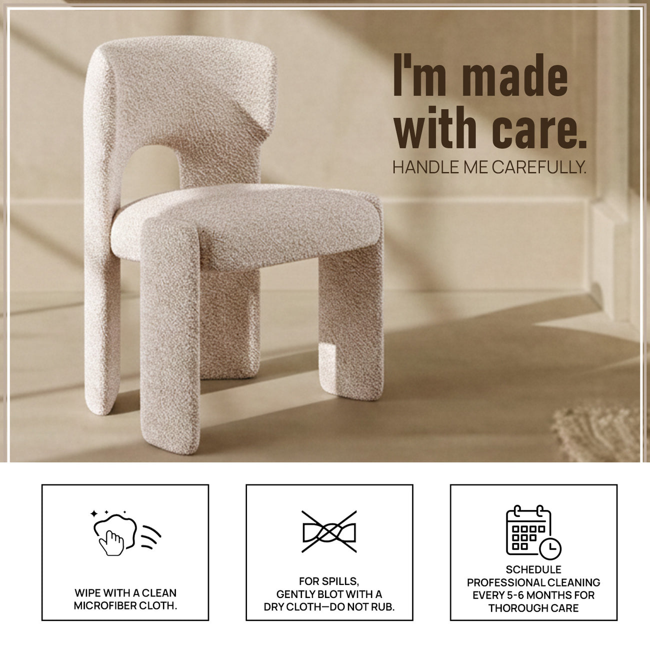 UrbanOpulence Premium Boucle Dining Chair Creme
