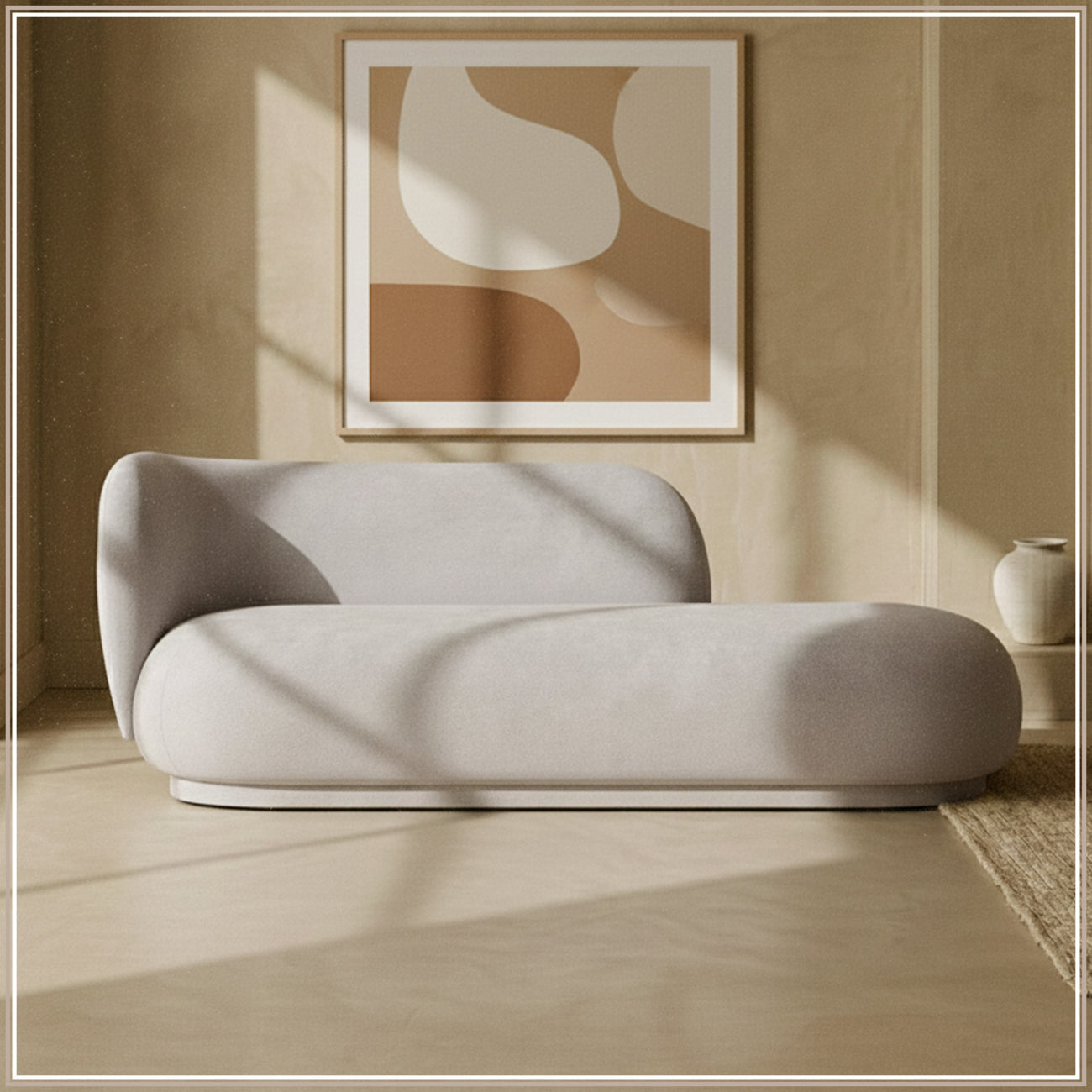 EliteElegance Velvet Two-Seater Sofa Light Grey