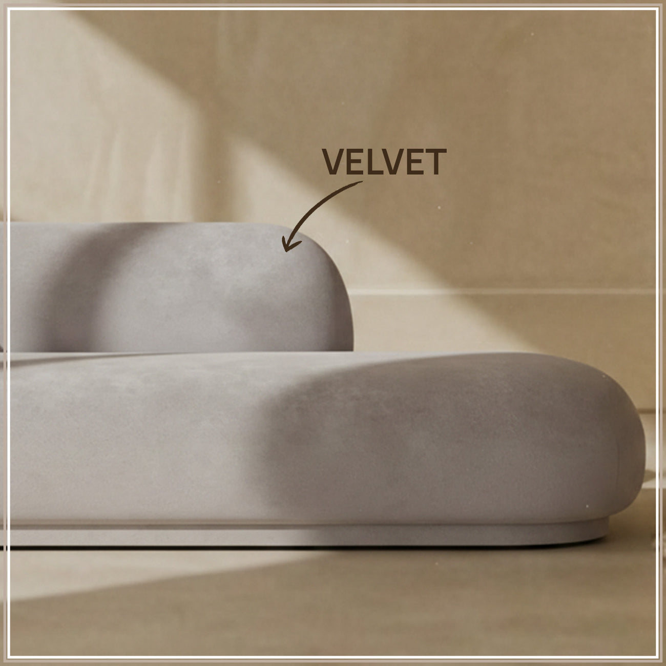 EliteElegance Velvet Two-Seater Sofa Light Grey