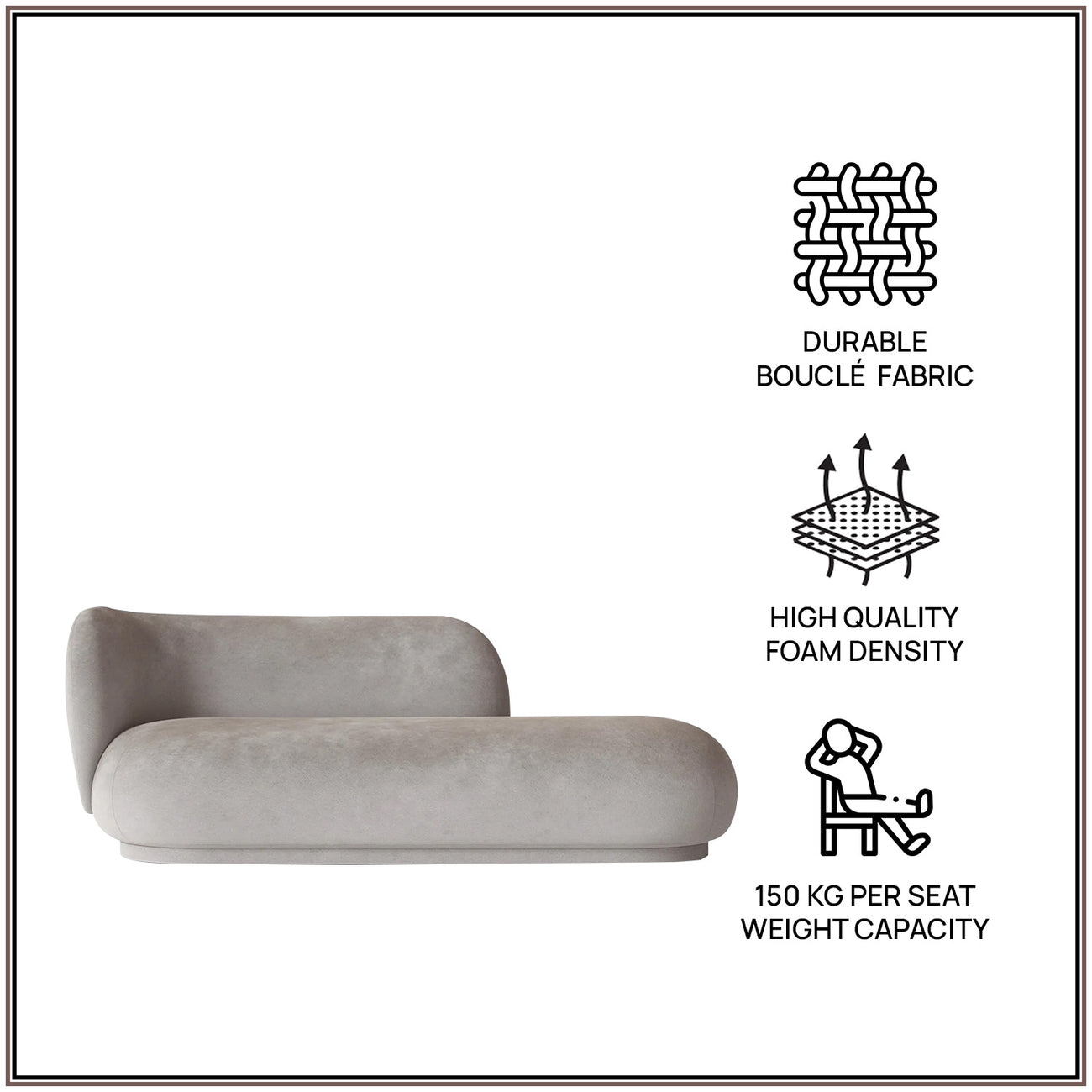 EliteElegance Velvet Two-Seater Sofa Light Grey