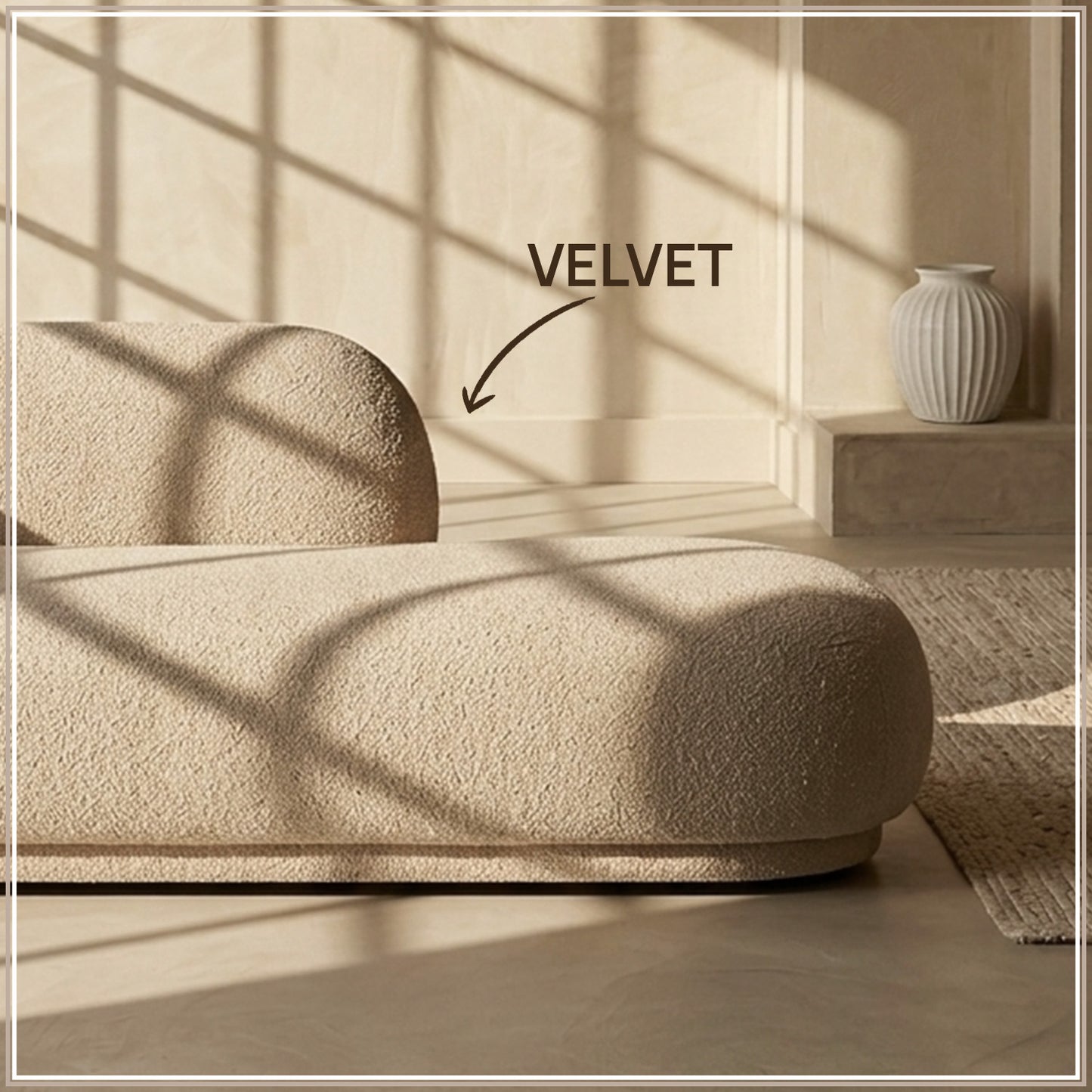 EliteElegance Suede Two-Seater Sofa Sand