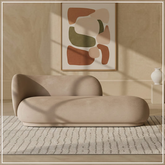 EliteElegance Velvet Two-Seater Sofa Beige